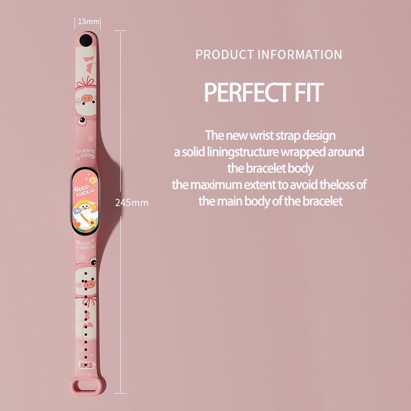 Watchband For Mi Band 7 6 5 4 3 Bracelet Xiaomi Mi Band 5 4 Strap Silicone cartoon Replacement Wristband Smartwatch Accessories