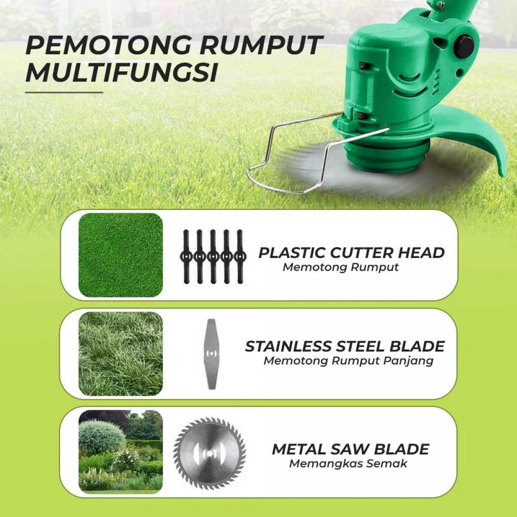 Mesin Potong Rumput Taman Genggam Cordless Rechargeable Grash Cutter