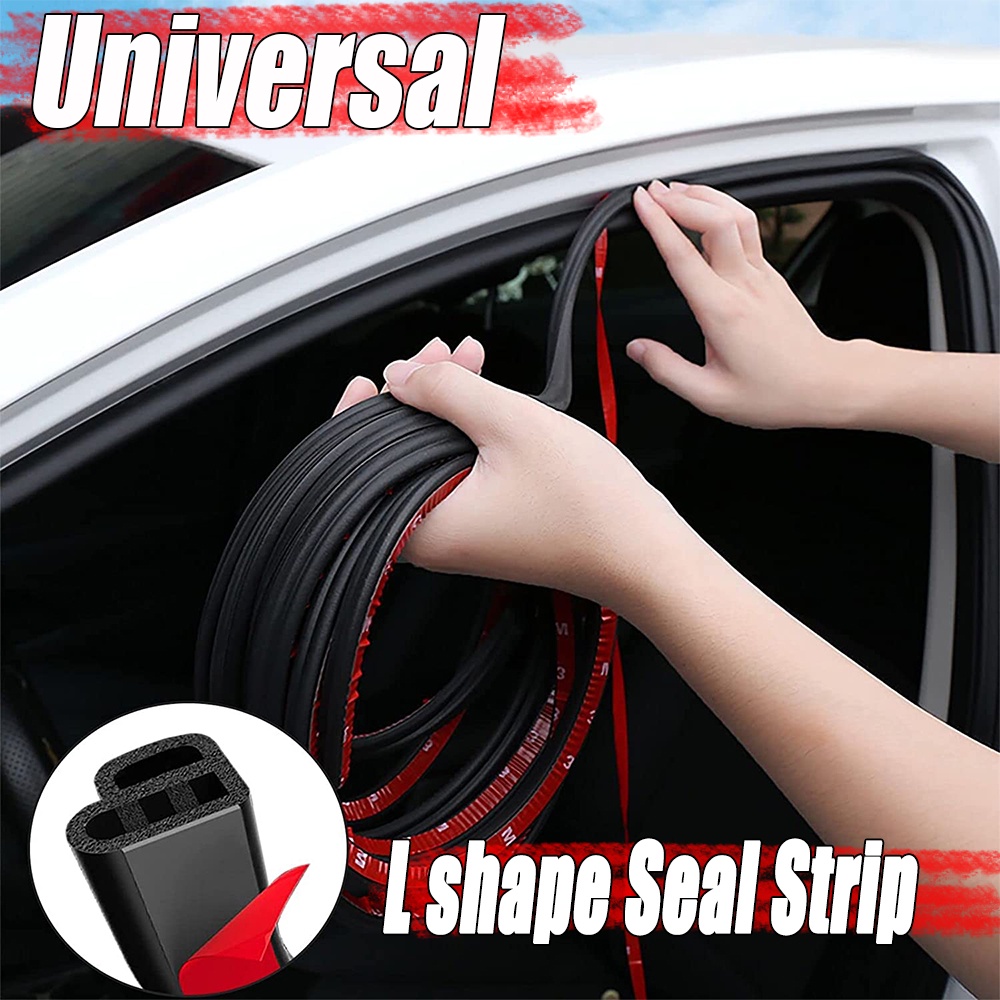 1/5m Strip Seal Karet Pintu Mobil Lapisan Ganda 5lubang Weatherstrip Self Adhesive Strip Kedap Suara Menebal Bentuk L B Pinggiran Bak Truk Strip Universal Auto Exterior Aksesoris