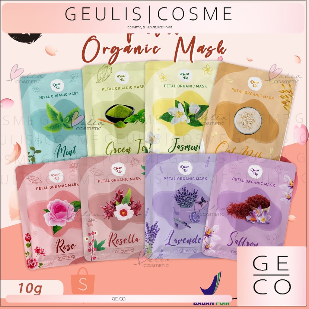 ✨ Geulis ✨  Dear Up Petal Organic Mask 10g | Masker Wajah Organik | Face Mask | BPOM HALAL