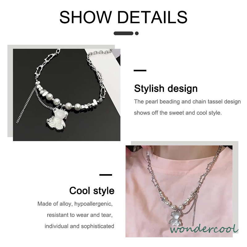 Kalung beruang rumbaimutiara rantaitulang selangka kepribadian angin sejuk yang manis dan sejuk perempuan-Won