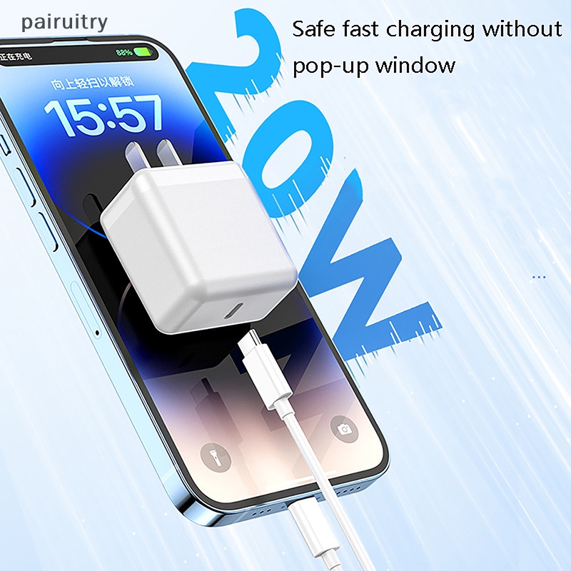 Prt PD 20W Single Dan Dual Port Fast Charging Head Portable Safe Smart Phone Charger Fast Type-C Langsung Charger Untuk Handphone PRT