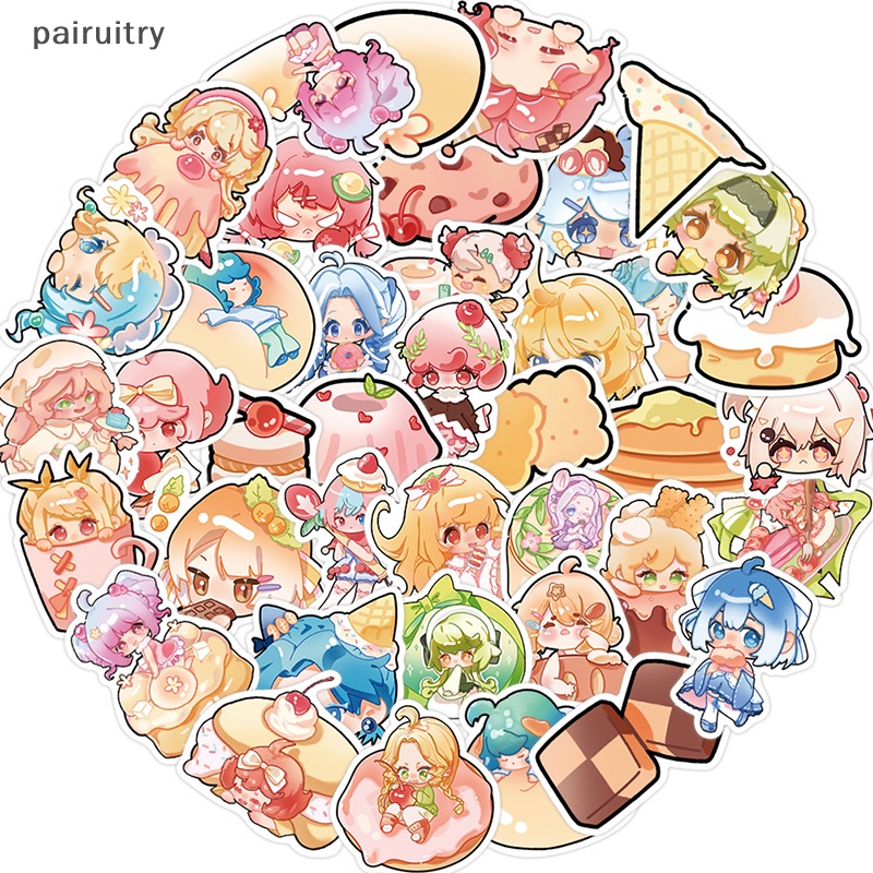 Prt 40 Pcs Kartun Doodle Stiker Gitar Bagasi DIY Kreatif Tahan Air Dessert Gadis Stiker Notebook Stiker Dekorasi Aksesoris PRT