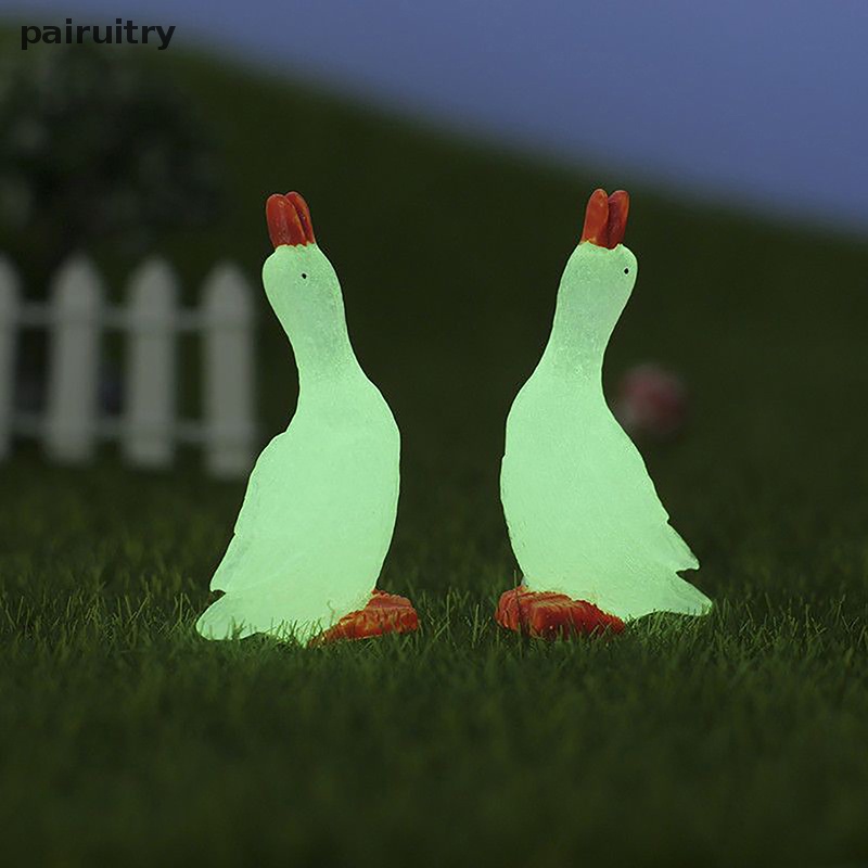 Prt 3pcs /set Resin Neon Mini Angsa Patung Peri Taman Aksesoris DIY Kerajinan Ornamen PRT