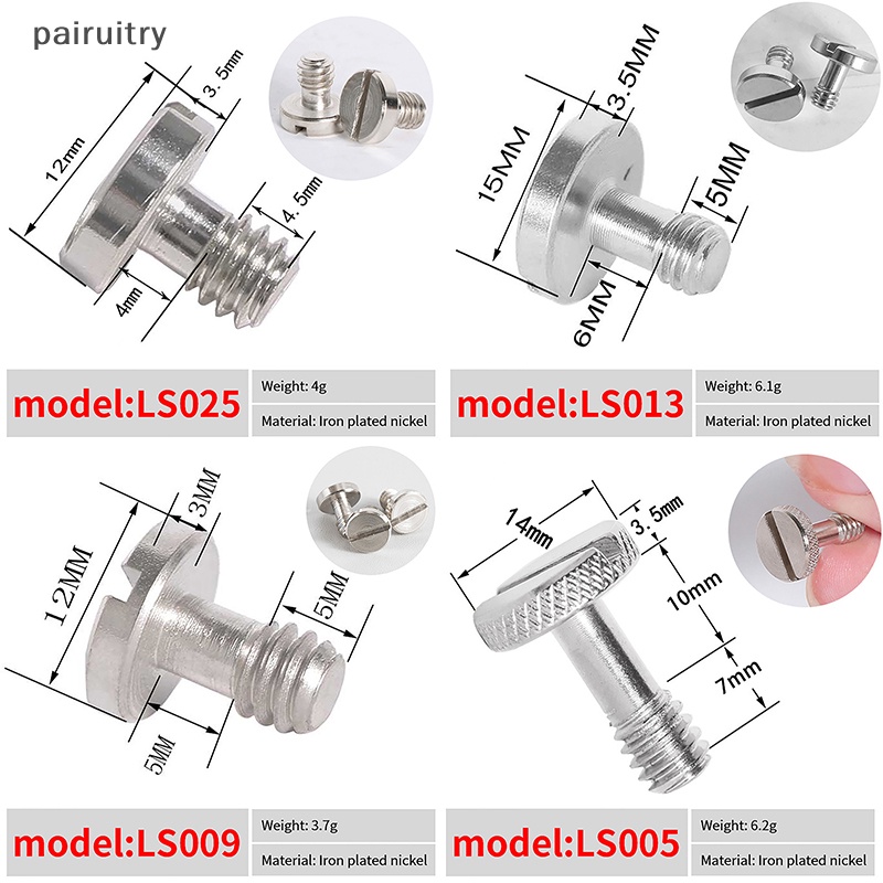 Sekrup Kamera PRT High Quality Set1/4Inch Quick Release Plate Screw Aksesoris DSLR Tripod Mount Adapter Untuk Kamera DSLR Tripod PRT