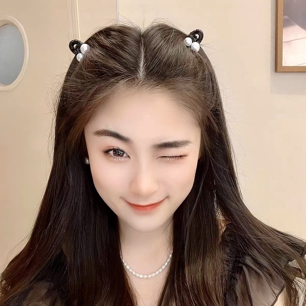 Versi Korea Fashion Silang Mutiara Hiu Klip Gaya Baru Girly Temperamen Klip Kecil Aksesoris Rambut