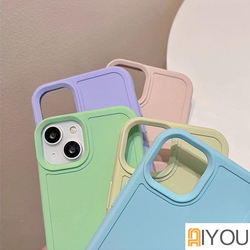 IPHONE Casing Ponsel Silikon Cair Macaron Kompatibel Untuk Iphone14 13 12 11 Pro Max X XR 8 7 6 Plus Halus Ultra Hybrid Lembut TPU Back Cover