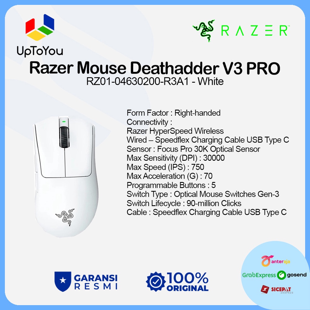 Razer Mouse Gaming Deathadder V3 Pro - Garansi Resmi