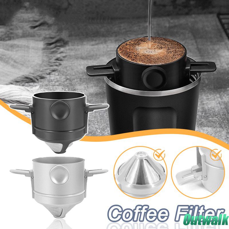 Filter Filter Kopi Lipat Portabel, Cangkir Dripper Kopi Tanpa Kertas Dapat Dilipat Stainless Steel Pembuat Kopi Dapat Digunakan Kembali Peralatan Mengopi