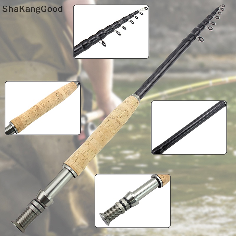 Skid 2.1m2.4m2.7m Telescopic Fly Fishing Rod Portable Carbon Fast M Power Fly Trout Lure Fishing Tackle Rod Alat Pancing pesca SKK