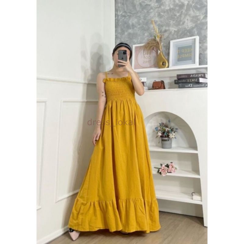 Amida Long Dress/ Dress Serut Panjang/dress Serut Tanpa Lengan/ Beach Dress
