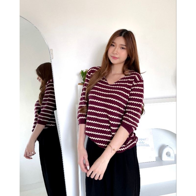 VANYA KNIT TOPS atasan sweater rajut katun wanita halus adem tangan pendek