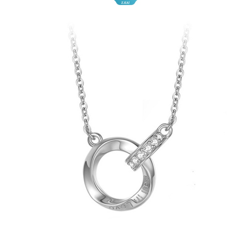 Hollow Bulat Zirkon Liontin Kalung Choker Warna Rose Gold Stainless Steel Perhiasan Rantai Pesta Pernikahan Hadiah Anniversary [ZK]