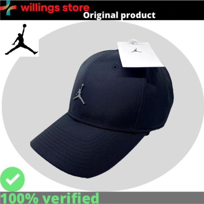 Topi Air Jordan cap classic 99 metallic 100% Original white/black/ red - Hitam