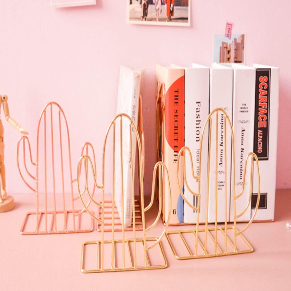 Lanfy Rak Buku Berbentuk Kaktus 2PCS /Pasang Tempat Majalah Sekolah Korea Perlengkapan Kantor Kamar Book Holder Shelf