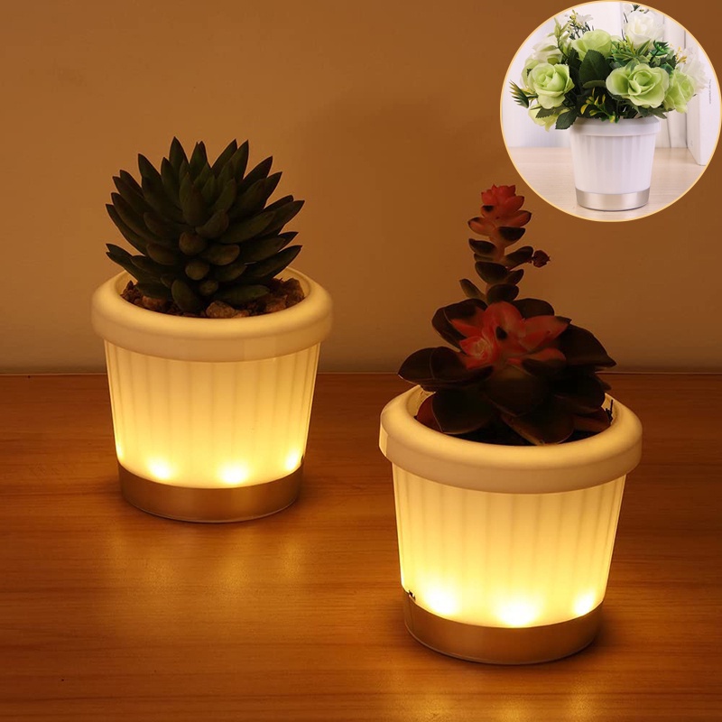 Led Landscape Light Garden Lampu Pot Bunga Hias/Kreatif Berdaging Hijau Tanaman USB Pot Bunga Hias/Bar Restoran Suasana Lampu/Aksesoris Berkebun