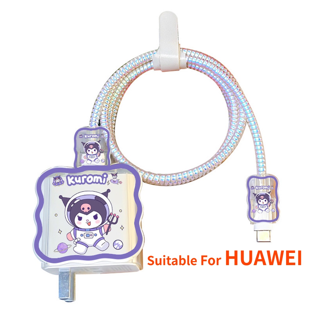 Wave Charging Head Protect Cover Case Cocok Untuk Huawei 40W Charger Protection Soft Case Kuromi Strawberry Bear Penjepit Kabel