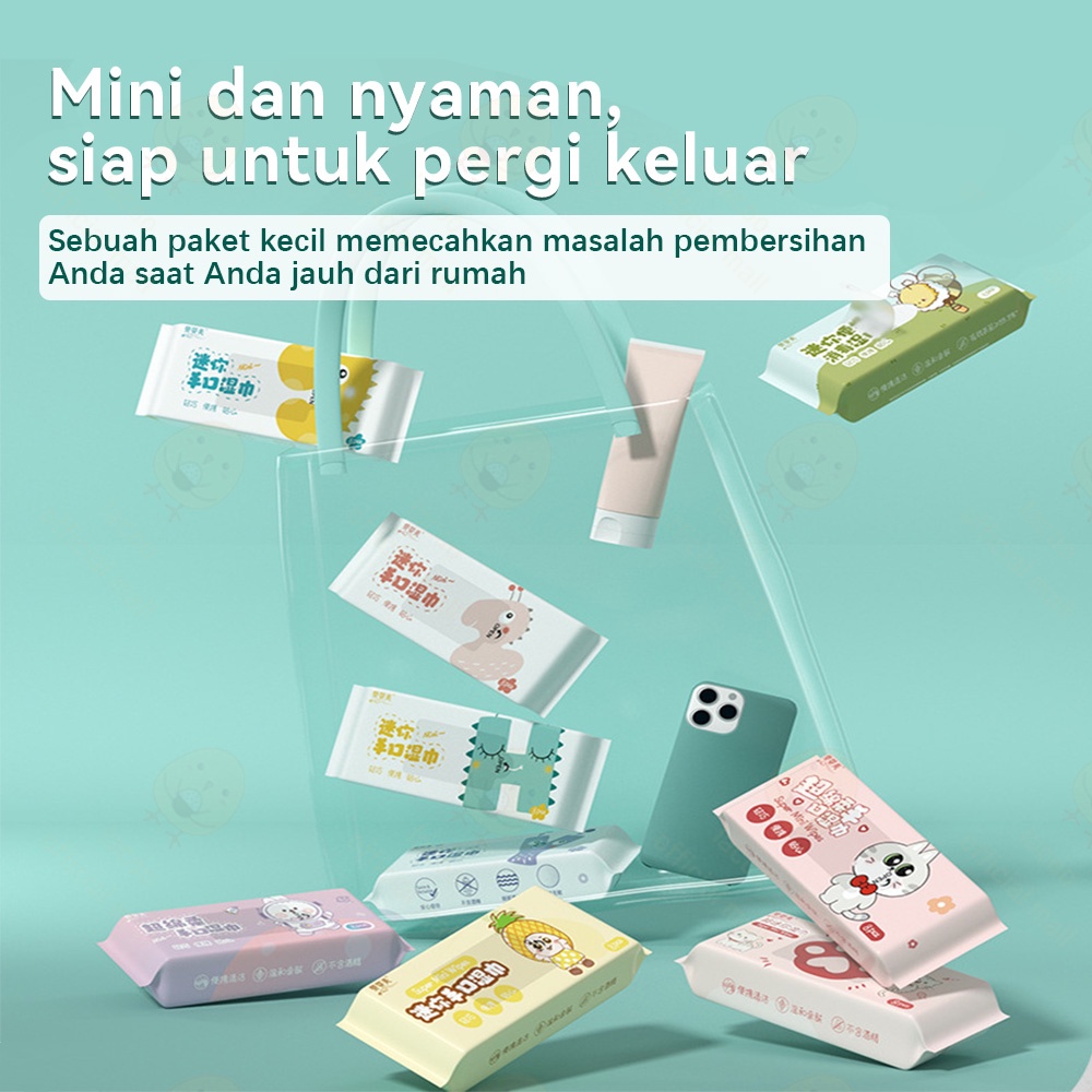 Lacoo Tisu basah karakter Tissue basah mini wet wipes lucu