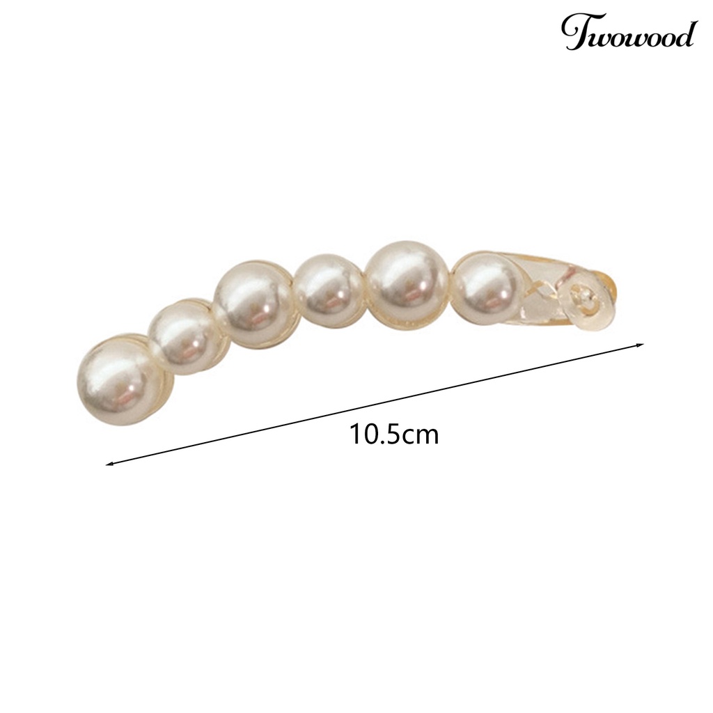 Twowood Ponytail Holder Cross Teeth Non-slip Faux Pearl Decor Anti Patah Anti-Retak Rambut-fixed Banana Clip Curled Ponytail Barrette Aksesoris Rambut