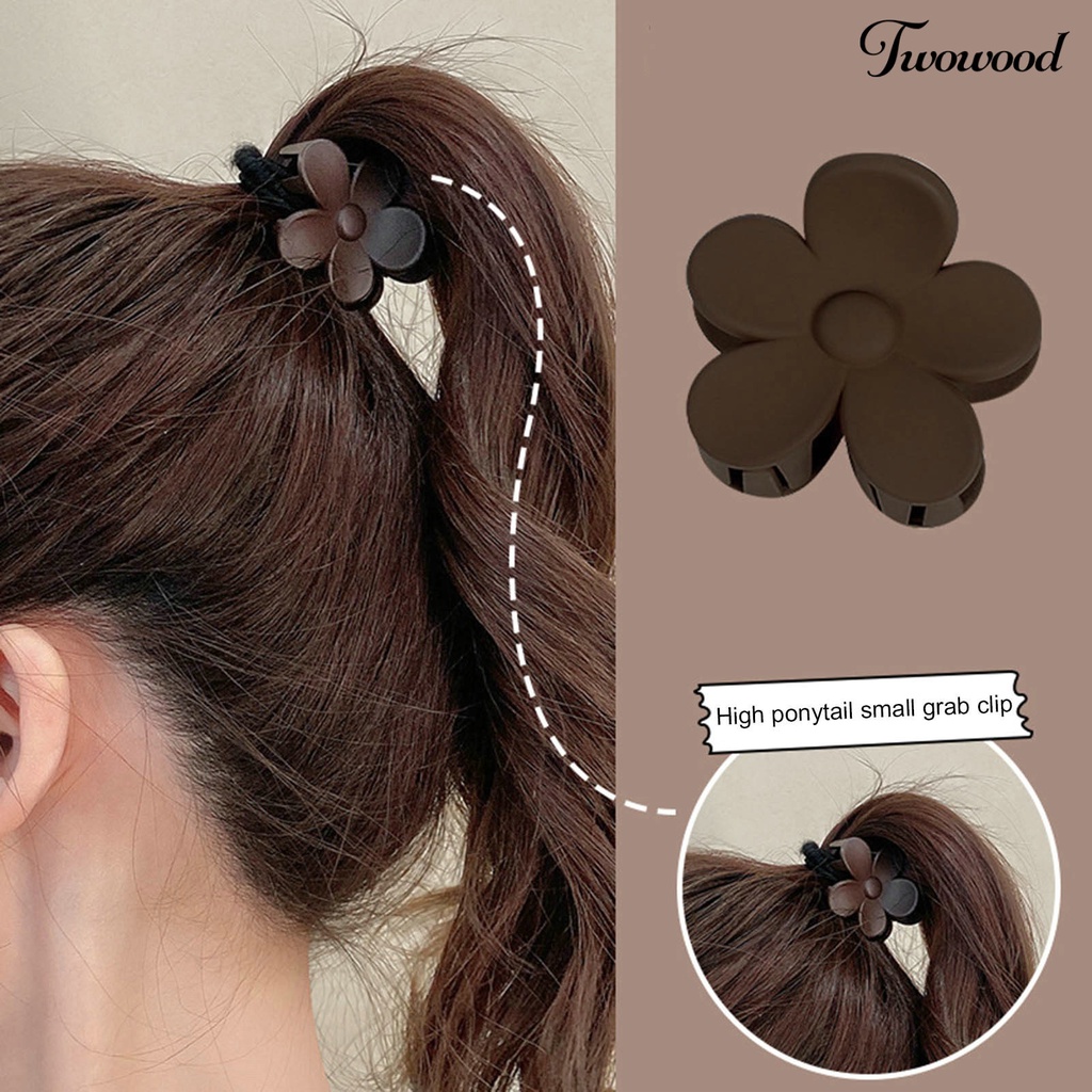 Twowood 2Pcs Bentuk Bunga Rambut Cakar Non-slip Persilangan Gigi Indah Wanita Warna Solid Matte Snap Ponytail Hair Clamp Aksesoris Rambut