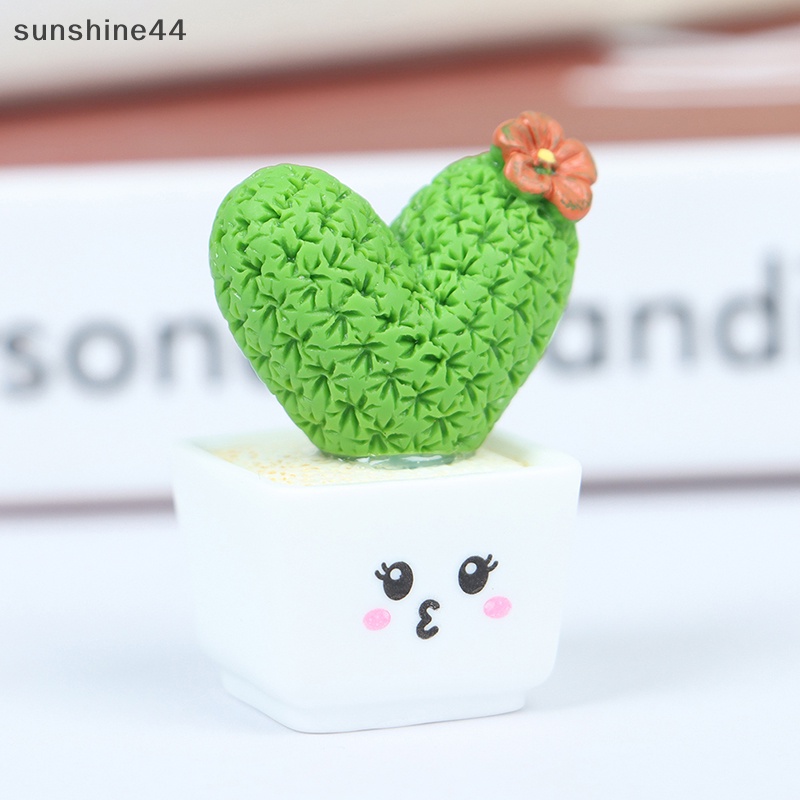 Sunshine 4PcsCactus Berbentuk Hiasan Dekorasi Prop Kaktus Tanaman Pot Decor ID