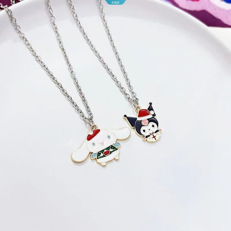 Kalung Cinnamoroll Baru Kuromi HelloKitty Natal Sanrio Eropa Dan Amerika Hadiah Perhiasan Kartun My Melody Necklace [ZK]