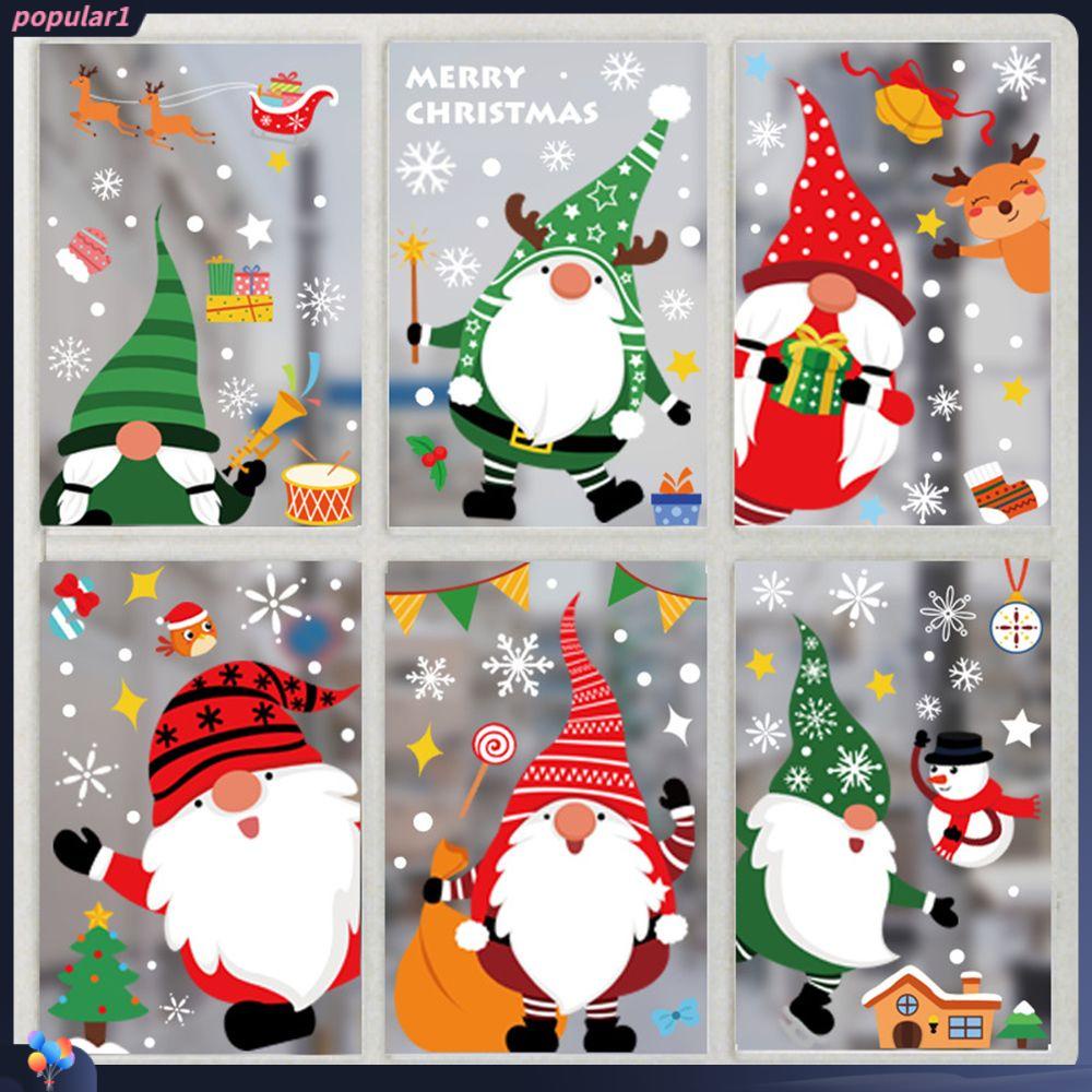 Populer Merry Christmas Stiker Jendela Dekorasi Dinding Rumah Sticker Perekat Diri Santa Claus