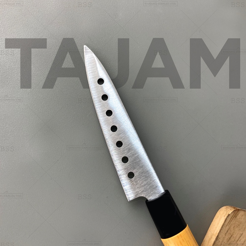 Pisau Dapur Tebal Stainless 24cm Tajam Kitchen Chef Knife Lubang Daging Sayur Buah Multifungsi