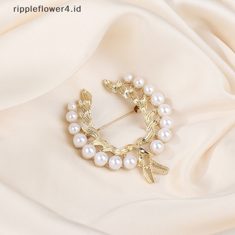 {rippleflower4.id} Trendi Gesper Vintage Mutiara Gandum Bros Perempuan Pinggang Ditarik Pin Mencegah Lemari Rusak Gesper Pin Perhiasan Hadiah~