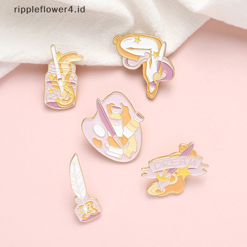 {rippleflower4.id} Papan Gambar Kartun Sikat enamel Bros Lencana pin Pakaian Tas Topi Perhiasan~