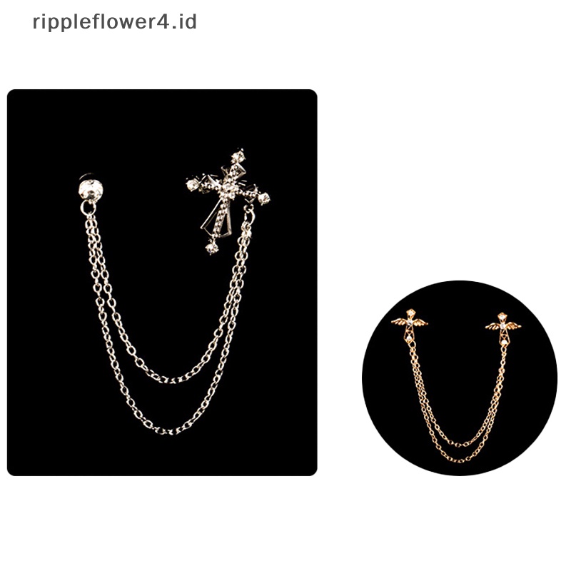 {rippleflower4.id} Bros Malaikat Antik Kristal Rumbai Rantai Kerah Pin Jas Baju Fashion Pakaian Bros Untuk Wanita Pria Payudara Bunga Sepatu Topi Aksesoris~