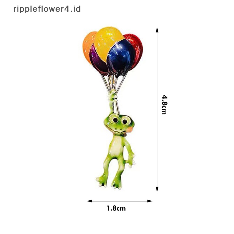 {rippleflower4.id} Kodok Hidup Memegang Balon Warna-Warni Bersepeda Kodok Bros Lucu Hijau Hewan Kecil Bros Pin Aksesoris Pesta Hadiah~