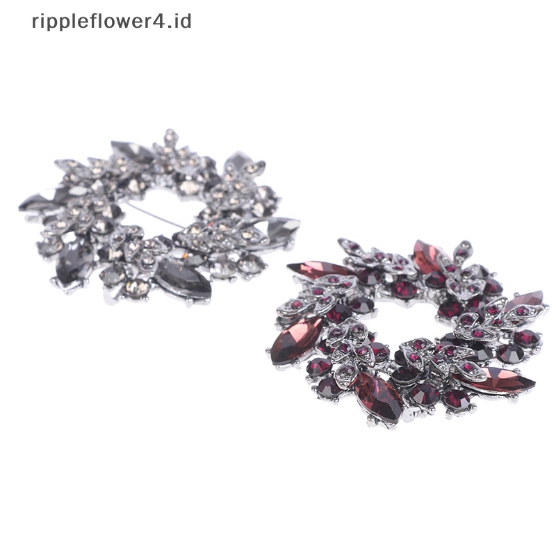 {rippleflower4.id} Kristal Berlian Imitasi Emas Cina Redbud Bunga Bros Pin Wanita Brooch~