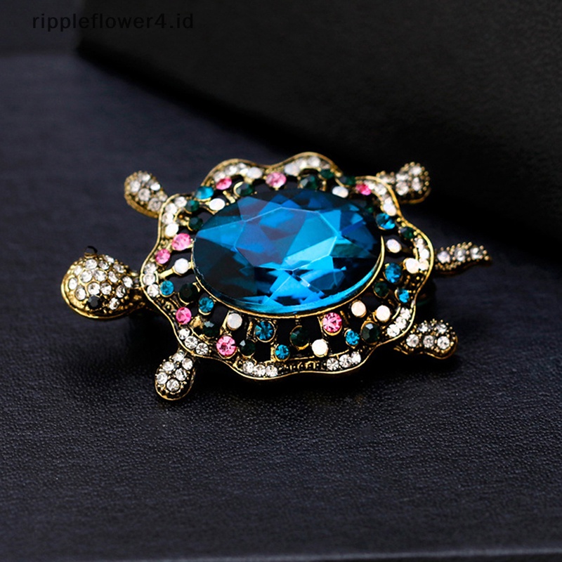 {rippleflower4.id} Berlian Imitasi Penyu Laut Hewan Bros Pin Untuk Wanita Perhiasan Hadiah Hadiah Lady Pin Payudara Elegan Fashion Jewelry~