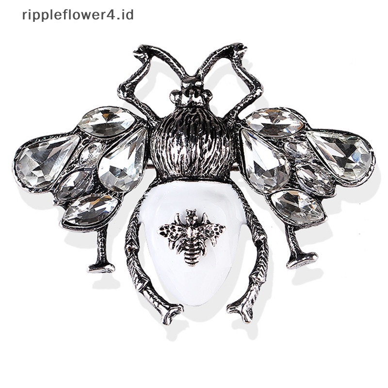 {rippleflower4.id} Enamel Kristal Berlian Imitasi Lebah Bros Pin Jas Wanita Kemeja Kerah Pin Perhiasan~
