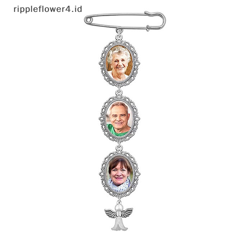 {rippleflower4.id} Wedding Boutonniere Oval Bouquet Charm Pin Bros Sayap Malaikat Foto Pesona Ibu Pengantin Atau Pengantin Dengan Bingkai Berenda~