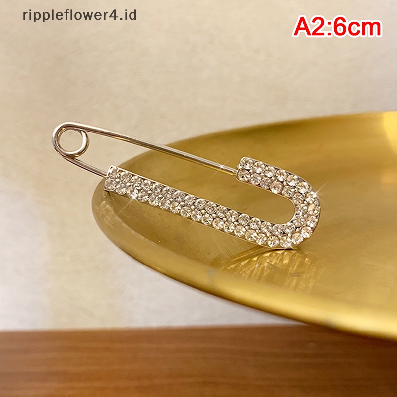 {rippleflower4.id} Rhinestones Peniti Bros Busur Besar Pin Bros Untuk Wanita Gaun Emas Plag Kristal Elegan Brooche Perhiasan~