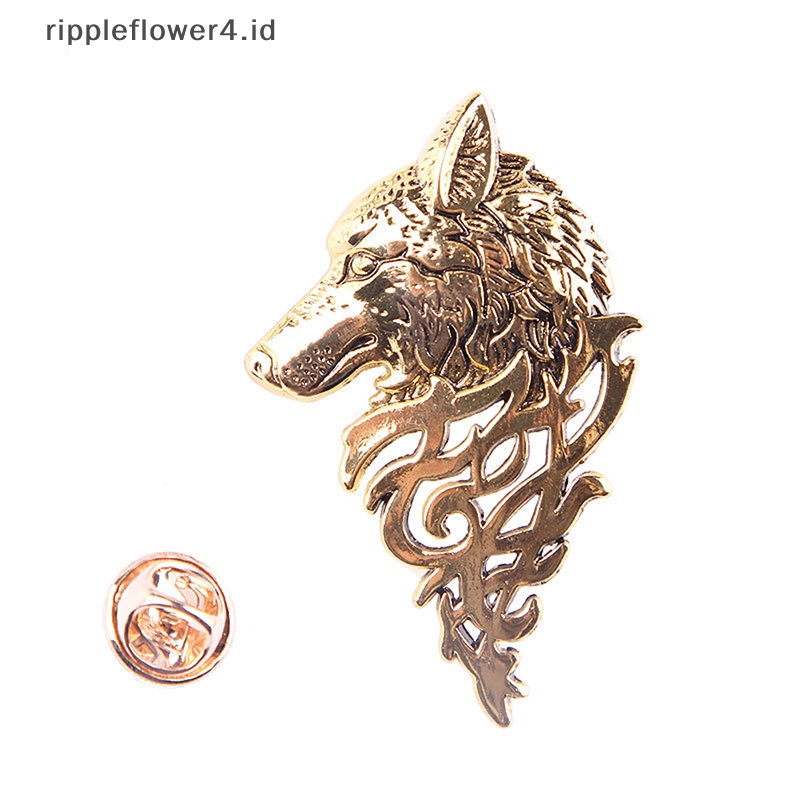 {rippleflower4.id} 1pc Vintage Serigala Kepala Ksatria Bros Perhiasan Unisex Kerah Pin Gesper Koleksi~