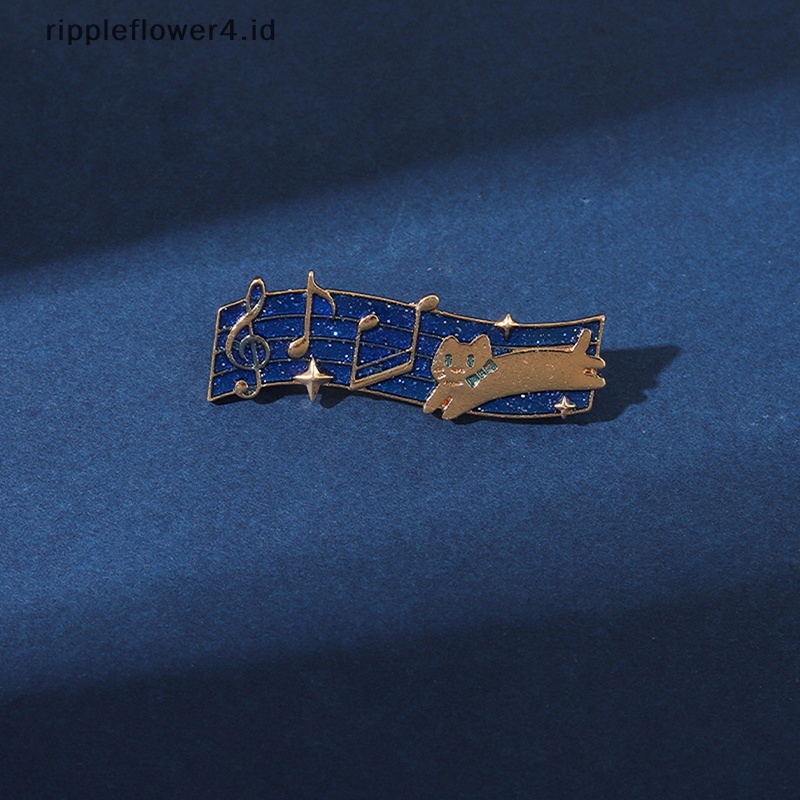 {rippleflower4.id} Nota Musik Bros Untuk Wanita Pria Enamel Dancing Cat Pesta Kantor Brooch Pin Hadiah~