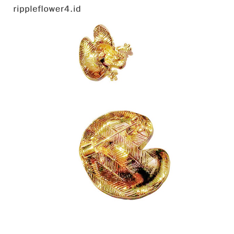 {rippleflower4.id} 2pcs Mode Daun Teratai Kodok Berlian Imitasi Bros Pin Untuk Pakaian Wanita Pesta Perhiasan Accessries~