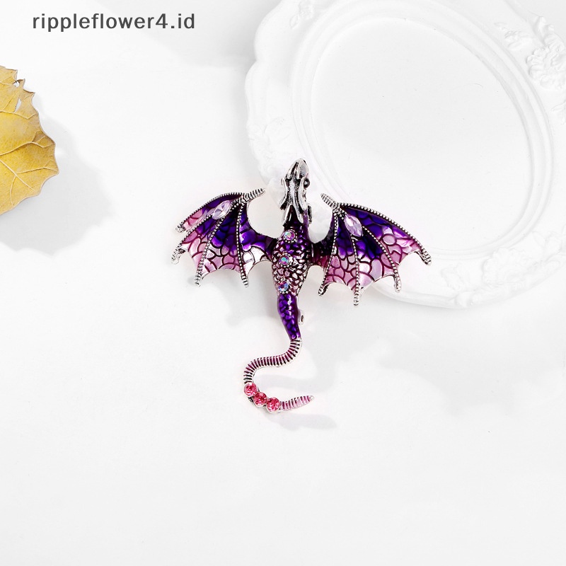 {rippleflower4.id} Enamel Naga Bros Untuk Wanita Pria Berlian Imitasi Legenda Terbang Hewan Pesta Kantor Bros Pin Hadiah~