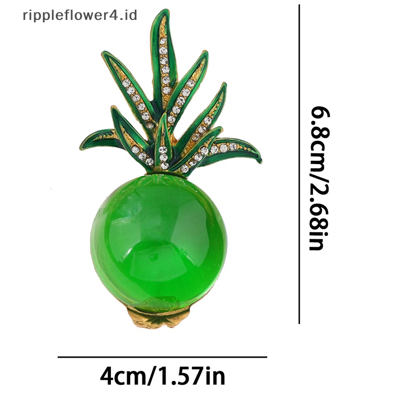 {rippleflower4.id} Fashion Jelly Nanas Bros Lucu Kristal Bros Untuk Wanita Pria Didesain Pin Perhiasan Mantel Aksesoris~