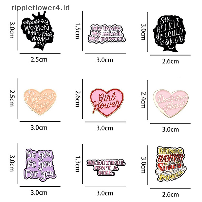 {rippleflower4.id} Kartun Kepribadian Lucu Enamel Huruf Inggris Bros Pin Mantel Kerah Pin Lencana Perhiasan Hadiah~