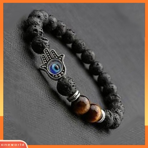 [WOD] Fashion Unisex Perhiasan Manik-Manik Batu Alam Perak Buddha Tangan Pesona Gelang