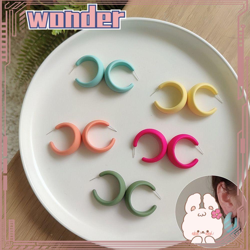 Wonder Anting Berbentuk C Fashion Hadiah Perhiasan Warna Permen Segar