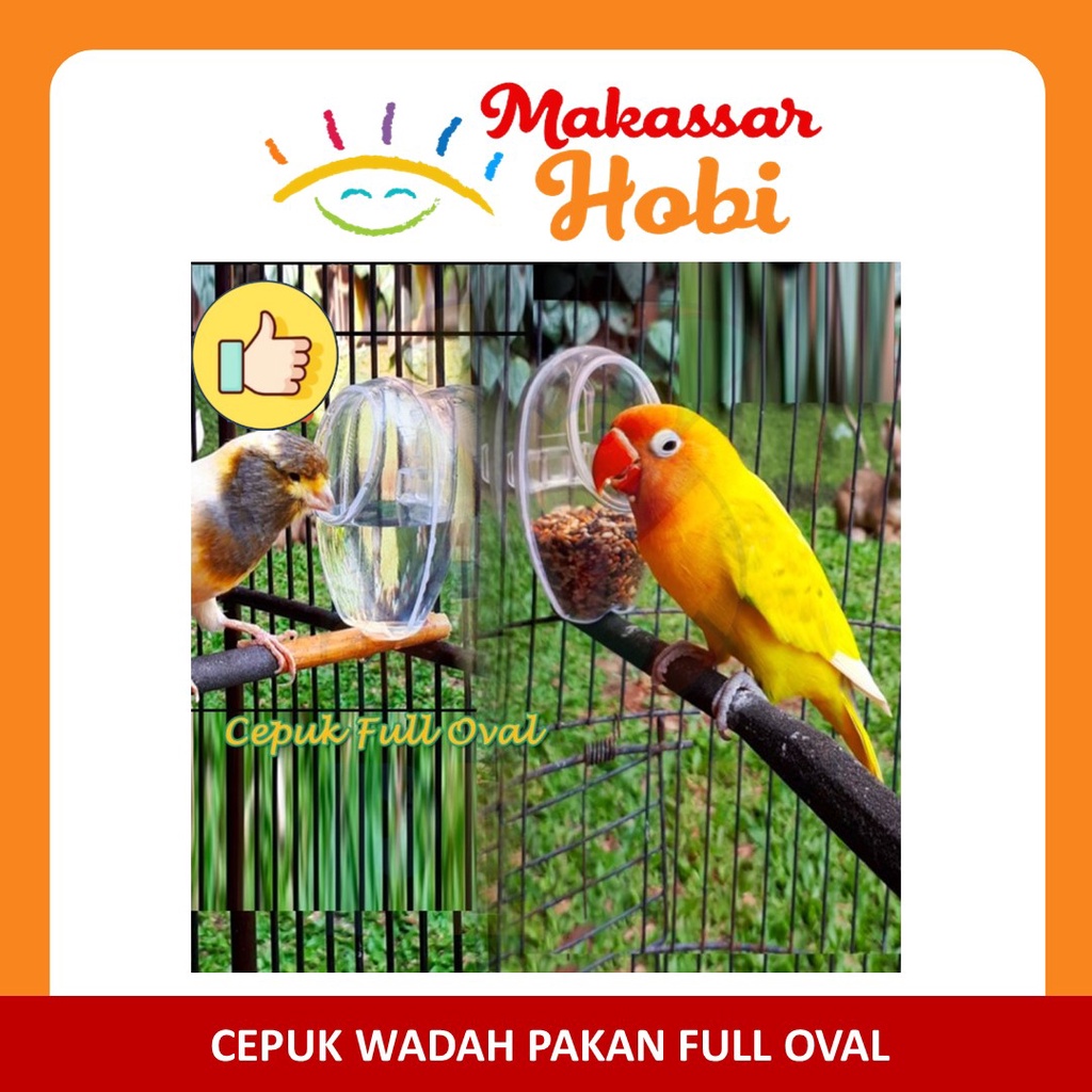 Cepuk Wadah Pakan FULL OVAL Tempat Makan Makanan Minum Burung Lovebird