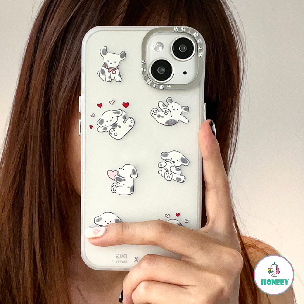 Casing Ponsel Lensa Berlapis Fashion Untuk iPhone 14 Pro Max13 12 11 Pro Max XS XR 7 8plus Cute Love Puppy Shockproof Phone Cover