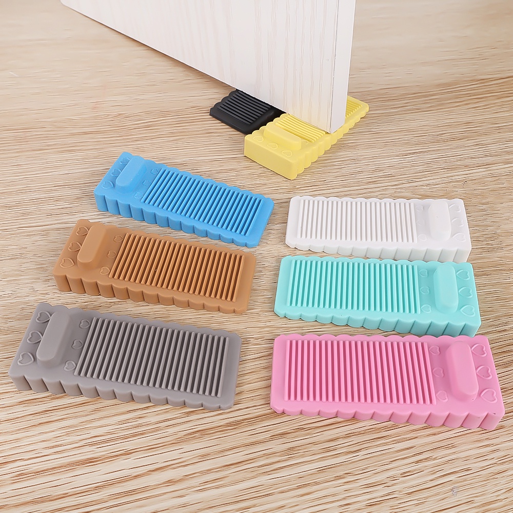 Karet Lembut Sederhana Pengganjal Pintu Multicolor Stackable Door Wedge Stop Tahan Lama Slip-Tahan Celah Pintu Plug Rumah Kantor Door Buttom Block Wall Protection Anak Safety