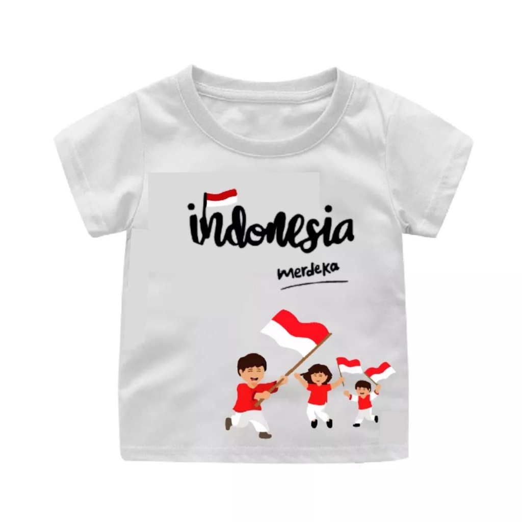 Plazababyku Kaos Anak Kemerdekaan Indonesia Kaos Merah-Puith HUT RI 78 Produk Anak Bangsa Dalam Negri Kaos 17 Agustus