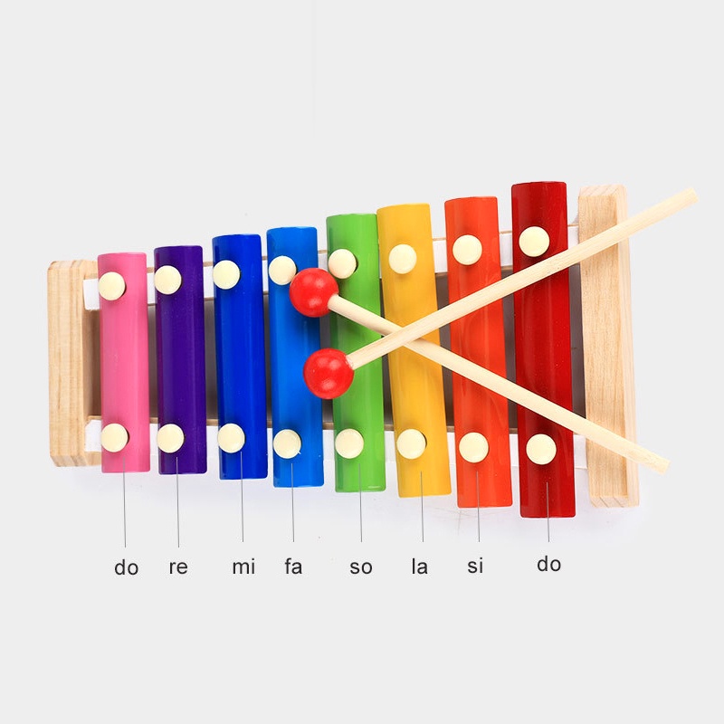 Anak-anak Belajar Musik Kayu8Catatan Xylophone Bayi Anak Montessori Sensory Toys